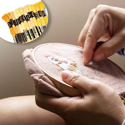 12 Skeins 6 Strands Yellow Embroidery Thread for Hand Sewing | Variegated Floss Bulk Cross Stitch Gradient Friendship Bracelet String Yarn Threads for Jewelry Crafts Bracelets Stitching