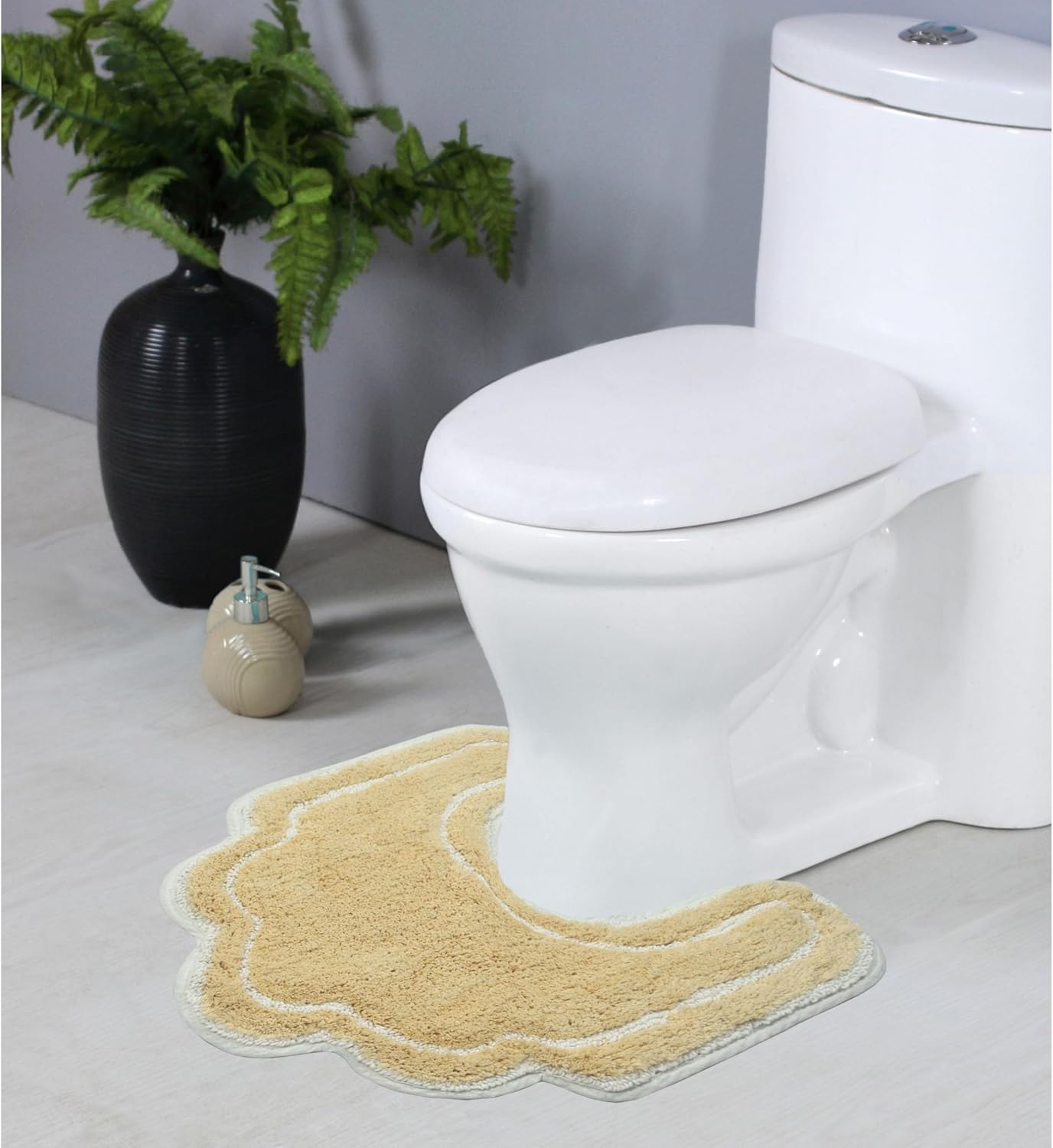 Allure Collection 100% Cotton Contour Rug, Soft & Absorbent U-Shaped Toilet Rug, Spray Latex Backing, Quick Dry, Machine Washable Bathroom Floor Mat for Toilet Base, 20"x20", Yellow