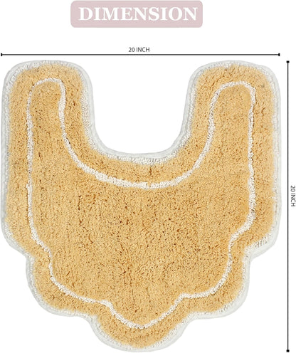 Allure Collection 100% Cotton Contour Rug, Soft & Absorbent U-Shaped Toilet Rug, Spray Latex Backing, Quick Dry, Machine Washable Bathroom Floor Mat for Toilet Base, 20"x20", Yellow