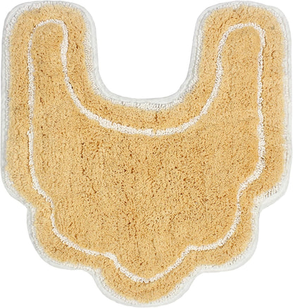 Allure Collection 100% Cotton Contour Rug, Soft & Absorbent U-Shaped Toilet Rug, Spray Latex Backing, Quick Dry, Machine Washable Bathroom Floor Mat for Toilet Base, 20"x20", Yellow