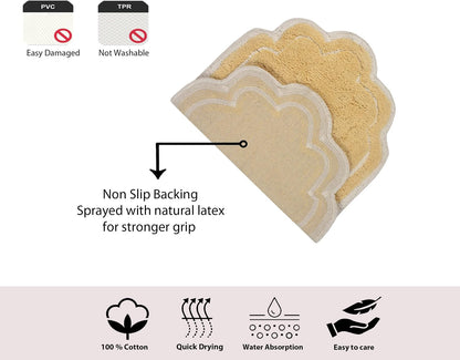 Allure Collection 100% Cotton Contour Rug, Soft & Absorbent U-Shaped Toilet Rug, Spray Latex Backing, Quick Dry, Machine Washable Bathroom Floor Mat for Toilet Base, 20"x20", Yellow