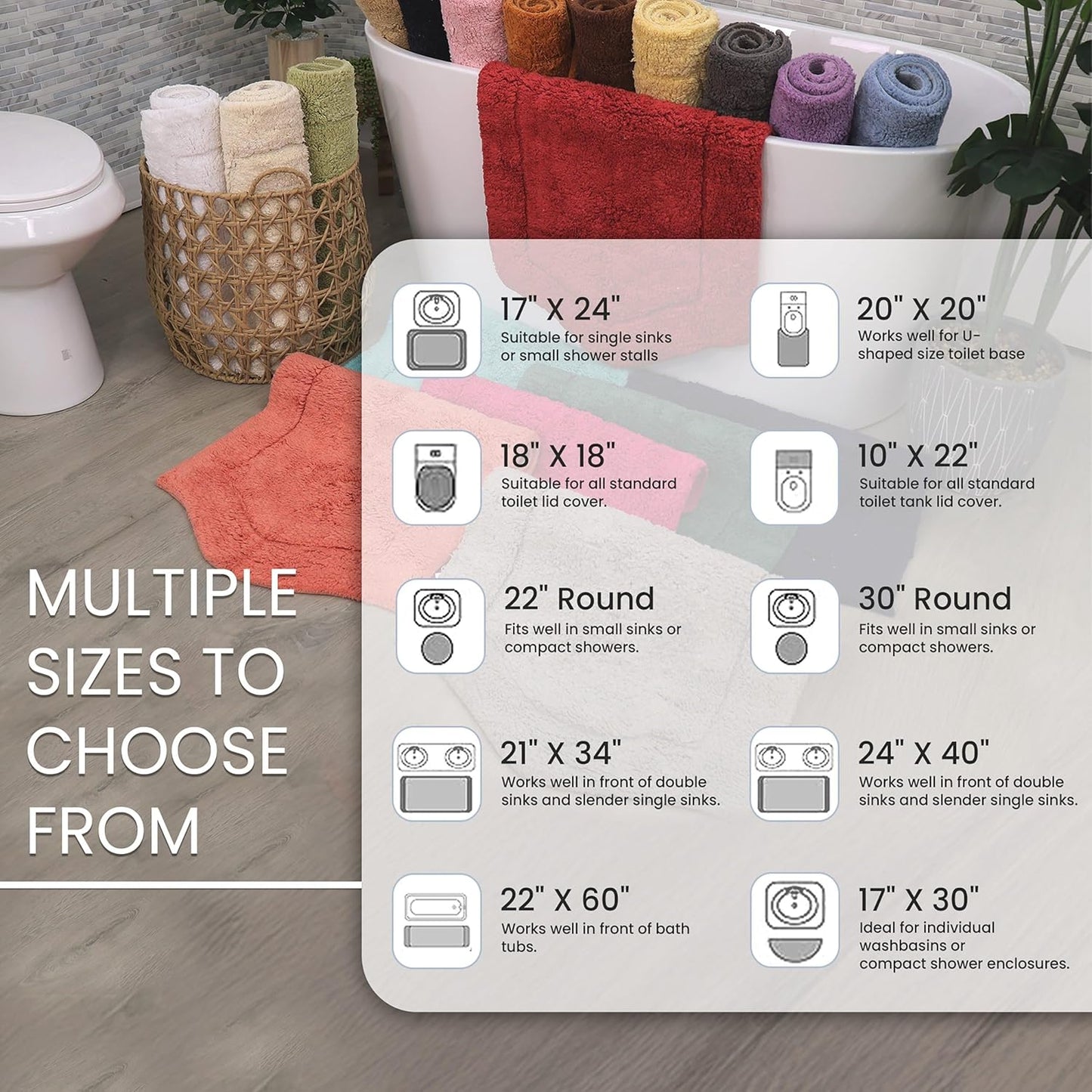 Allure Collection 100% Cotton Contour Rug, Soft & Absorbent U-Shaped Toilet Rug, Spray Latex Backing, Quick Dry, Machine Washable Bathroom Floor Mat for Toilet Base, 20"x20", Yellow
