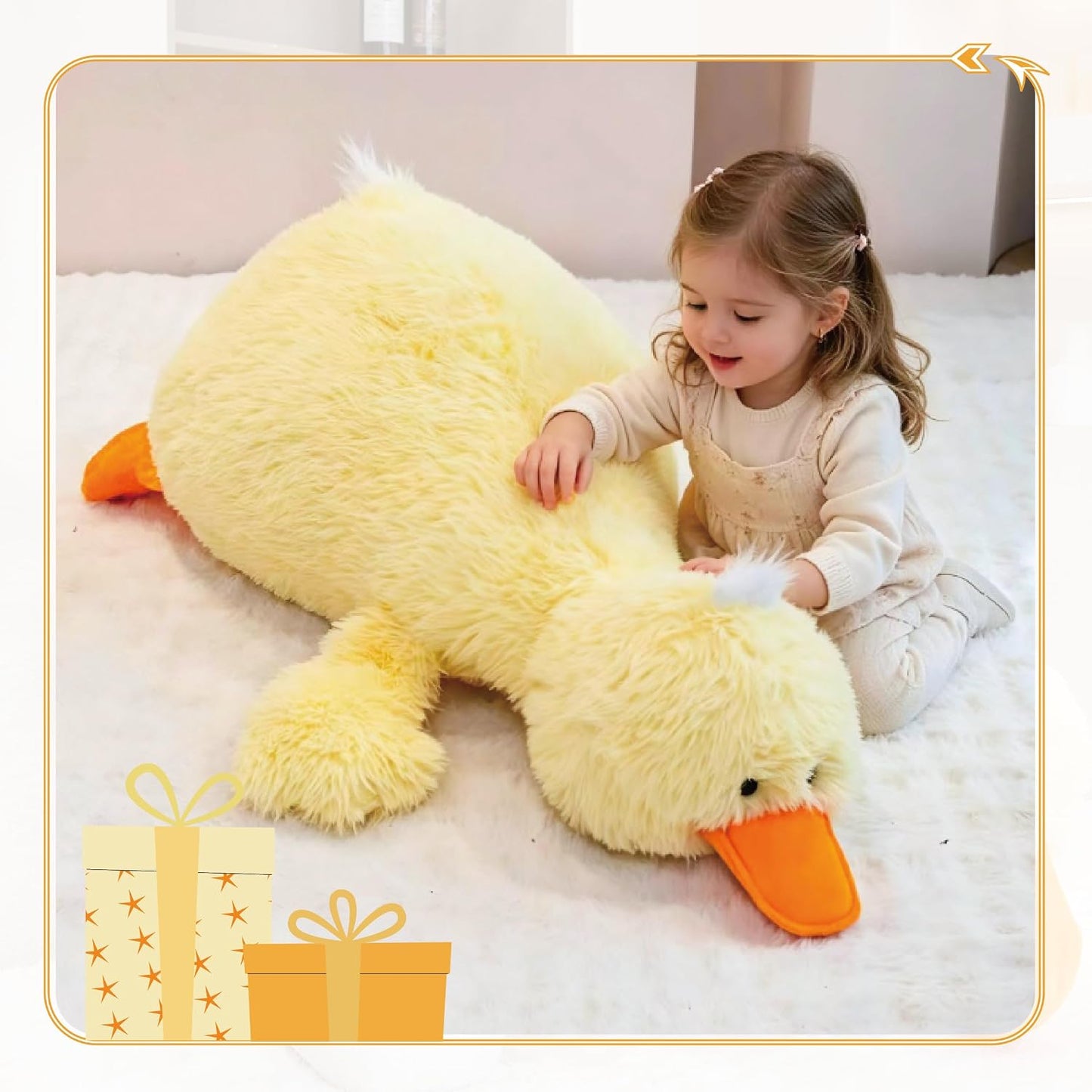 43" Giant Duck Stuffed Animals, Large Duck Plush Toys for Kids | Big Size, Birthday Gift for Kids, Festival Gifts, Sofa Decorations, Fluffy&Safe Material, Soft PP Cotton