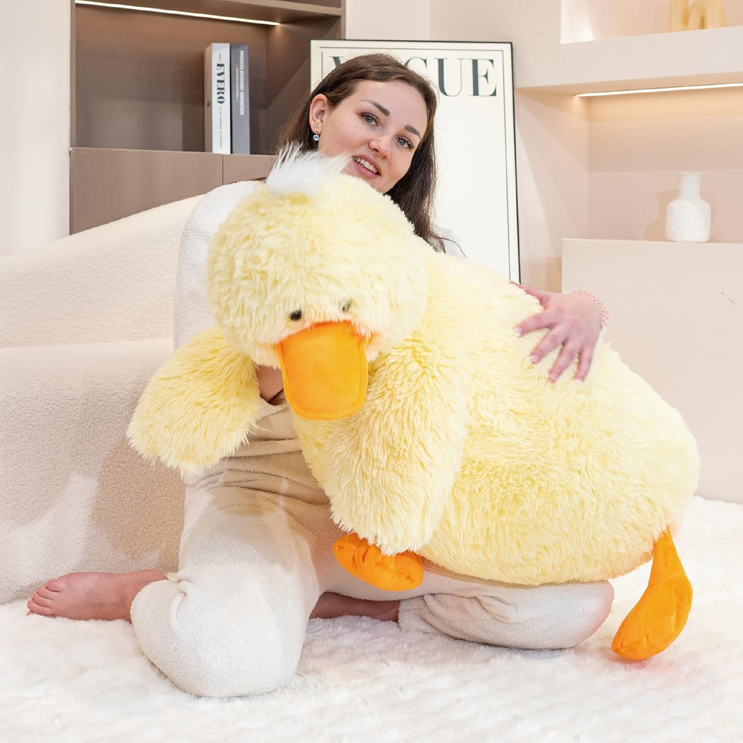 43" Giant Duck Stuffed Animals, Large Duck Plush Toys for Kids | Big Size, Birthday Gift for Kids, Festival Gifts, Sofa Decorations, Fluffy&Safe Material, Soft PP Cotton