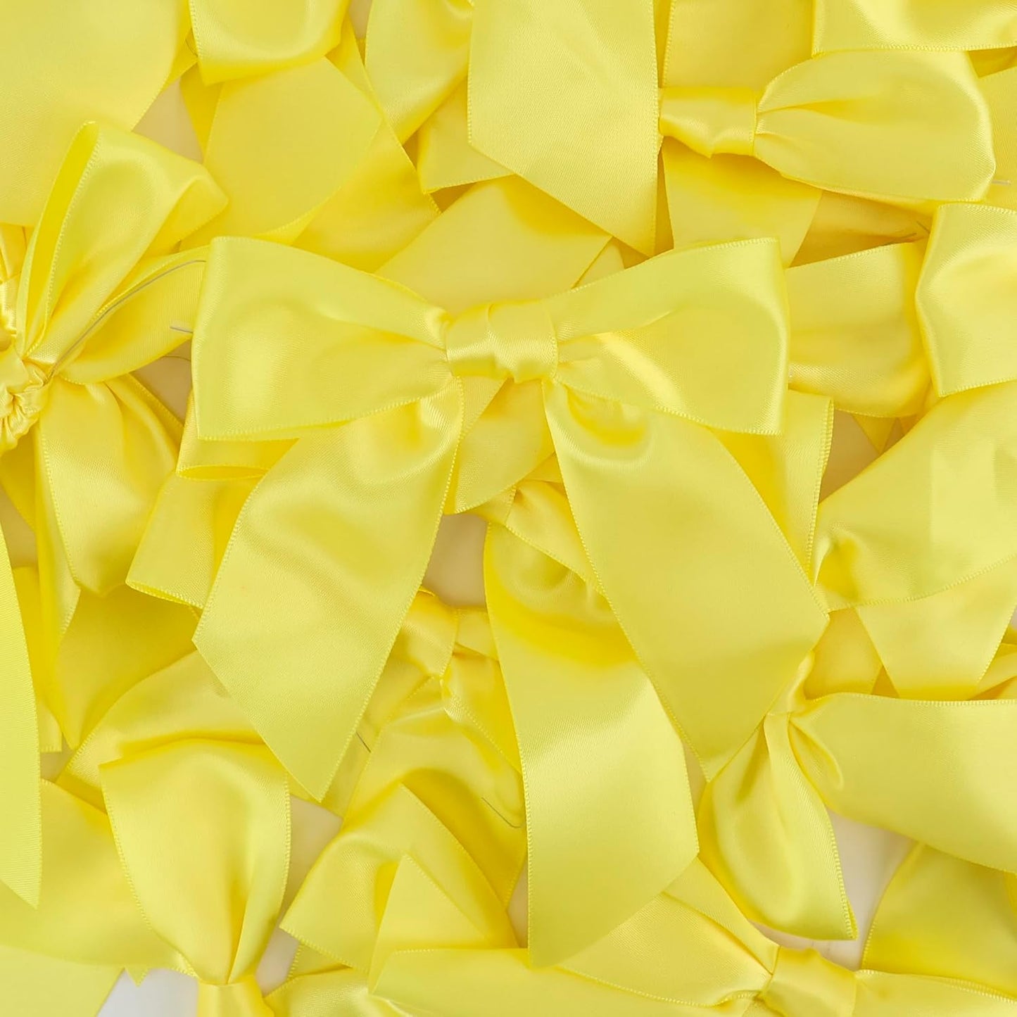 Yellow Satin Bows 4.5" Pre-Tied Yellow Twist Tie Bows for Treat Bags Light Yellow Ribbon Bows for Crafts Premade Bows for Gift Wrapping Wedding Decor Baby Shower Party Favors - 36 PCs