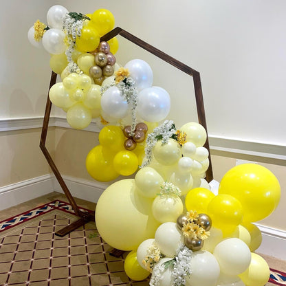 Yellow Balloon Arch Kit, 140Pcs Pastel Yellow White and Gold Confetti Balloons Different Size Balloon for Baby Shower Gender Reveal Birthday Wedding Sunflower Honey Bee Theme Party Decorations