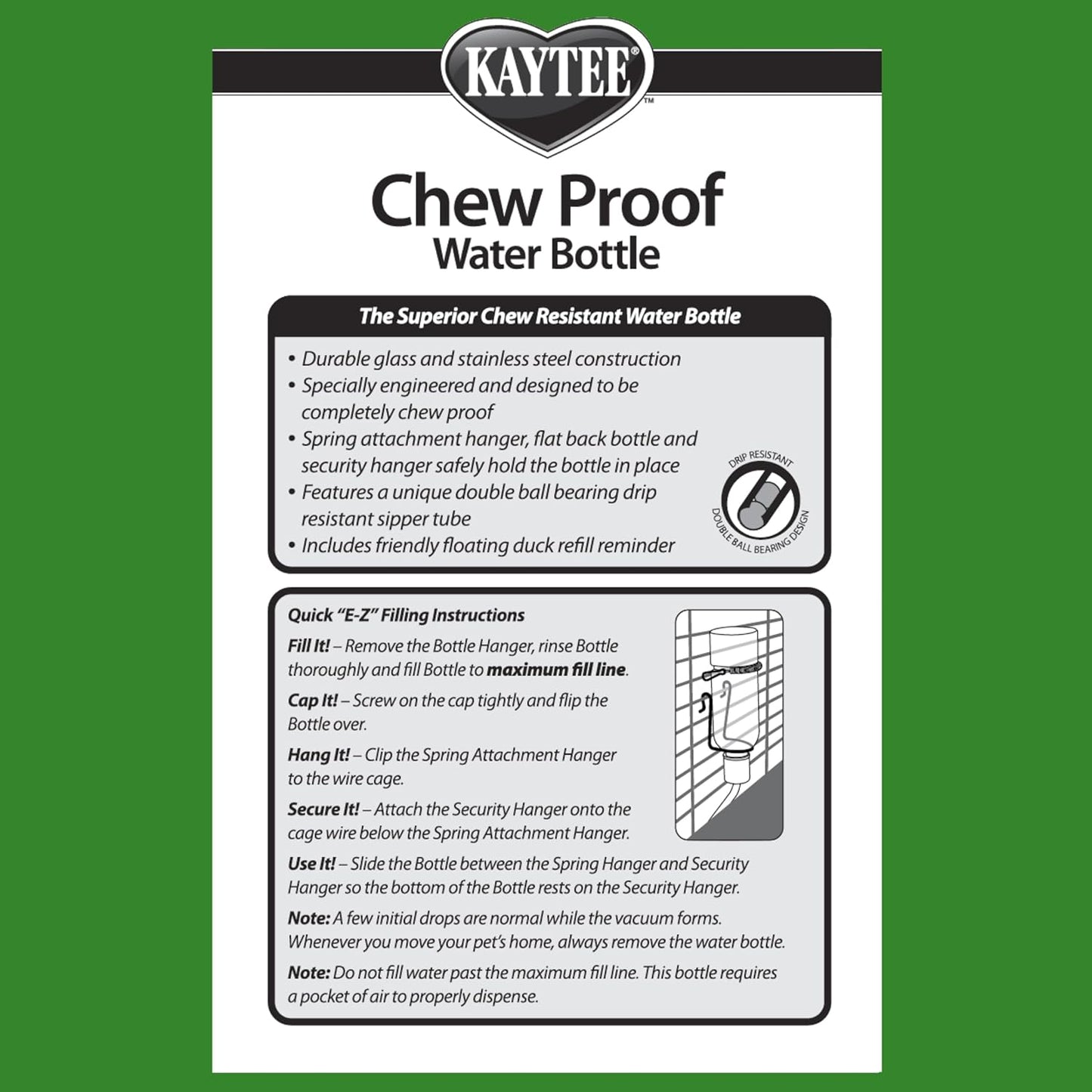 Chew-Proof Water Bottle for Pet Ferrets and Rabbits, 26 oz
