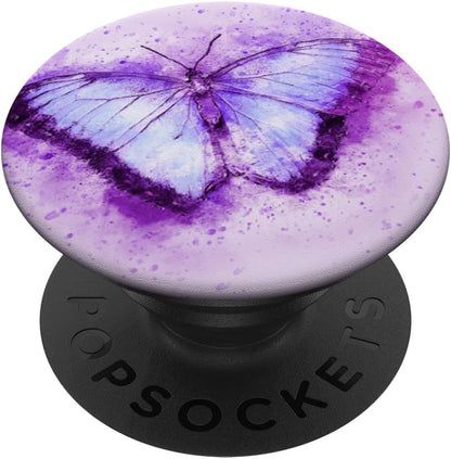 Butterfly Pop Up Cell Phone Pop Out Holder,Purple Watercolor PopSockets Adhesive PopGrip