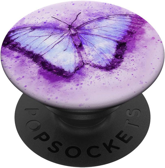Butterfly Pop Up Cell Phone Pop Out Holder,Purple Watercolor PopSockets Adhesive PopGrip
