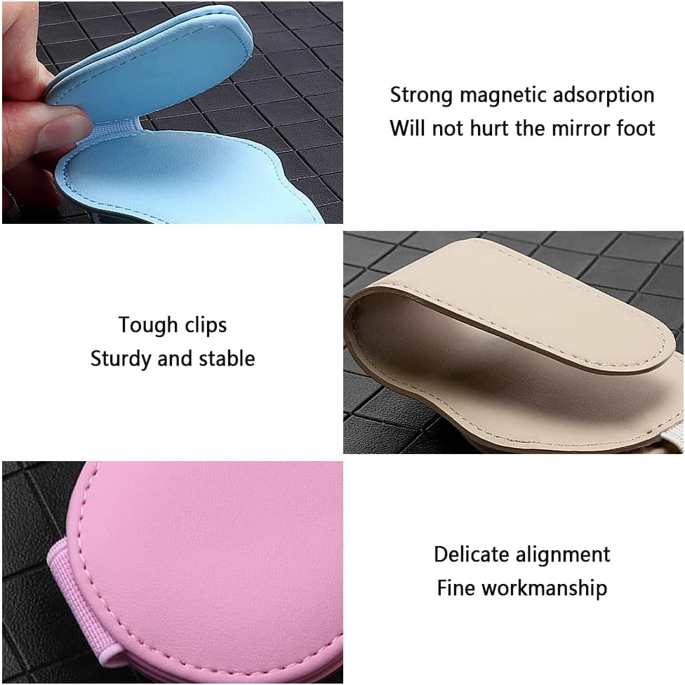 Magnetic Sunglass Holder for Visor, PU Leather Car Organizer, Universal Accessory (Yellow)