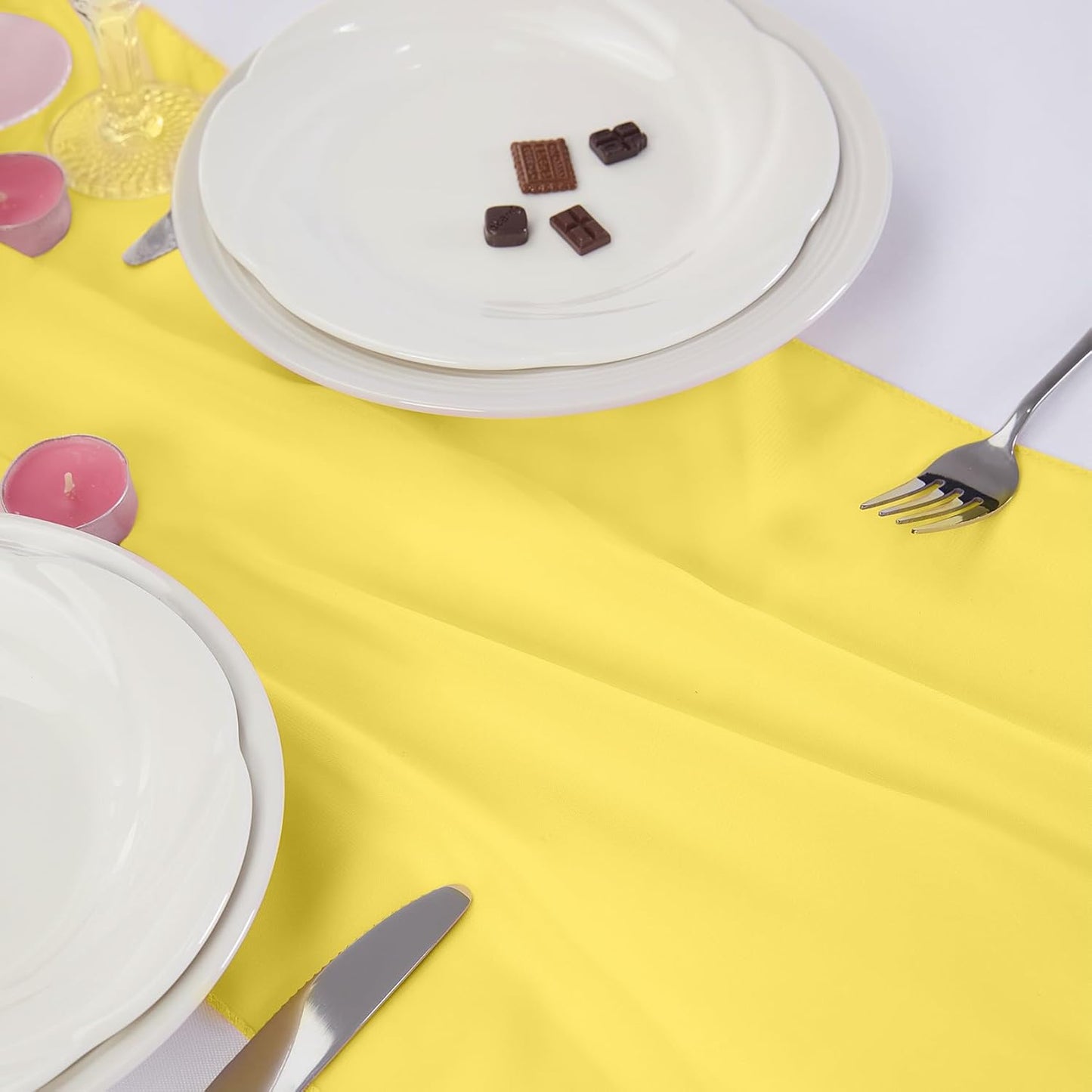 6pack Chiffon Table Runner 14X108 Inch Sheer Wedding Runner，Romantic Yellow Sheer Fabric for Wedding Decorations,Baby Shower and Birthday Party