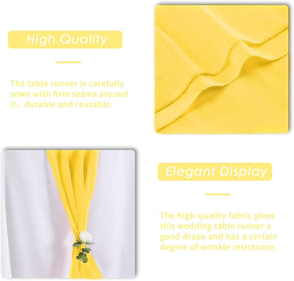6pack Chiffon Table Runner 14X108 Inch Sheer Wedding Runner，Romantic Yellow Sheer Fabric for Wedding Decorations,Baby Shower and Birthday Party