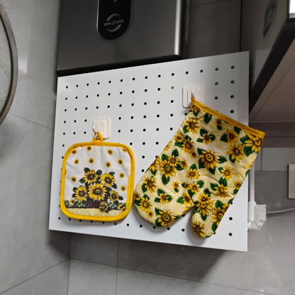 Oven Mitts and Pot Holders 6pcs Set, Yellow Sunflower Dish Towels Gloves-Oven Mitts Sunflower Dish Cloths Linen Set Heat Resistant BBQ Gloves for Kitchen Baking Cooking Grilling Microwave