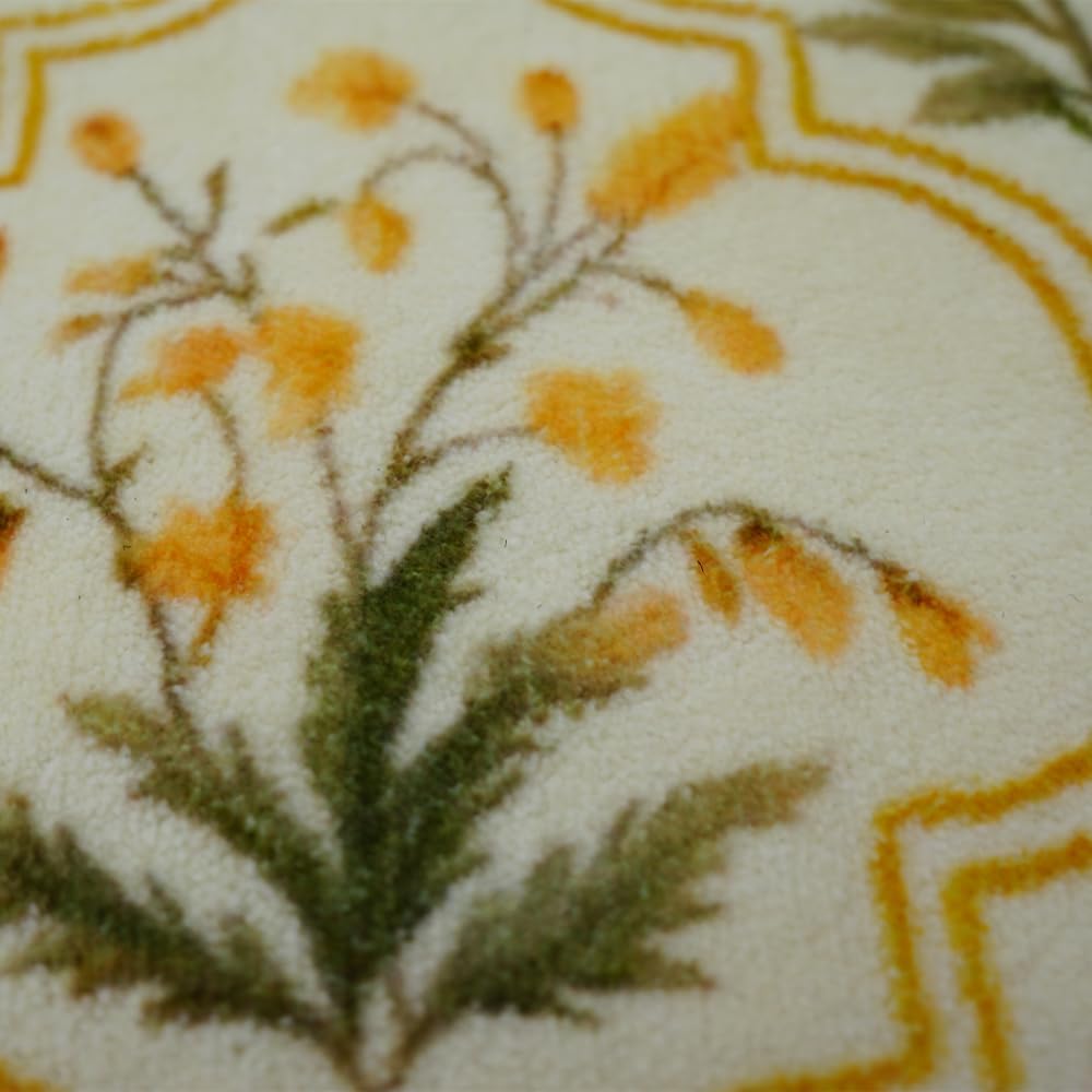 Spring Floral Bathroom Rug 32" x 20" Wild Flowers Bathroom Mat Boho Floral Bath Rug (Oval, Yellow)