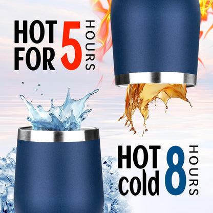 12oz/1Pack Stainless Steel Wine Tumbler with Lids, Double Wall Vacuum Stainless Steel Travel Tumbler,Insulated Wine GlassesTravel Tumbler for Cold & Hot Drinks,Cup for Champaign Coffee (Lemon yellow)