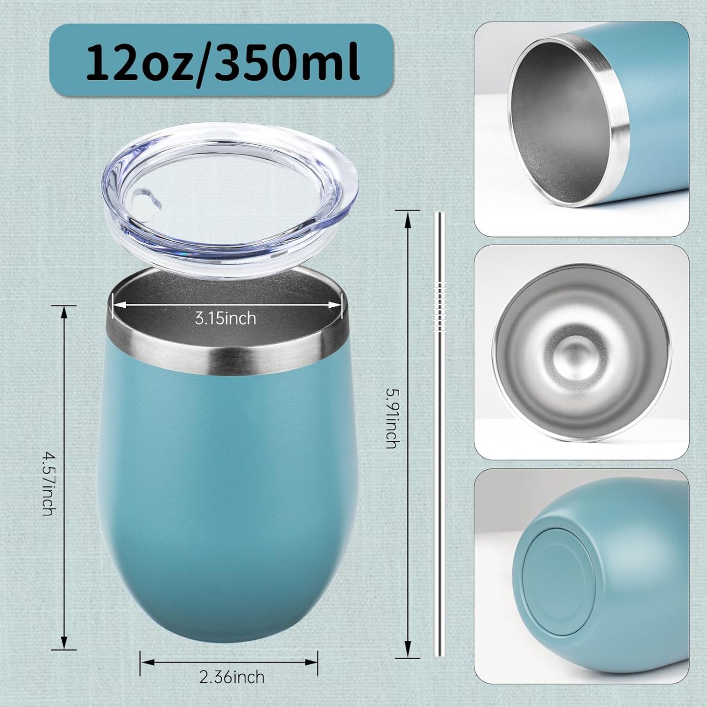 12oz/1Pack Stainless Steel Wine Tumbler with Lids, Double Wall Vacuum Stainless Steel Travel Tumbler,Insulated Wine GlassesTravel Tumbler for Cold & Hot Drinks,Cup for Champaign Coffee (Lemon yellow)