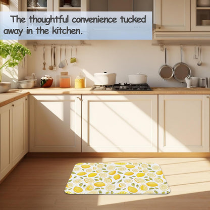 Bathroom Rug 29.5"x17",Yellow Lemon Bath Mat with Non-Slip Rubber Backing, Quick-Drying Absorbent Thin Floor Mat for Bathroom, Shower, Sink, or Kitchen