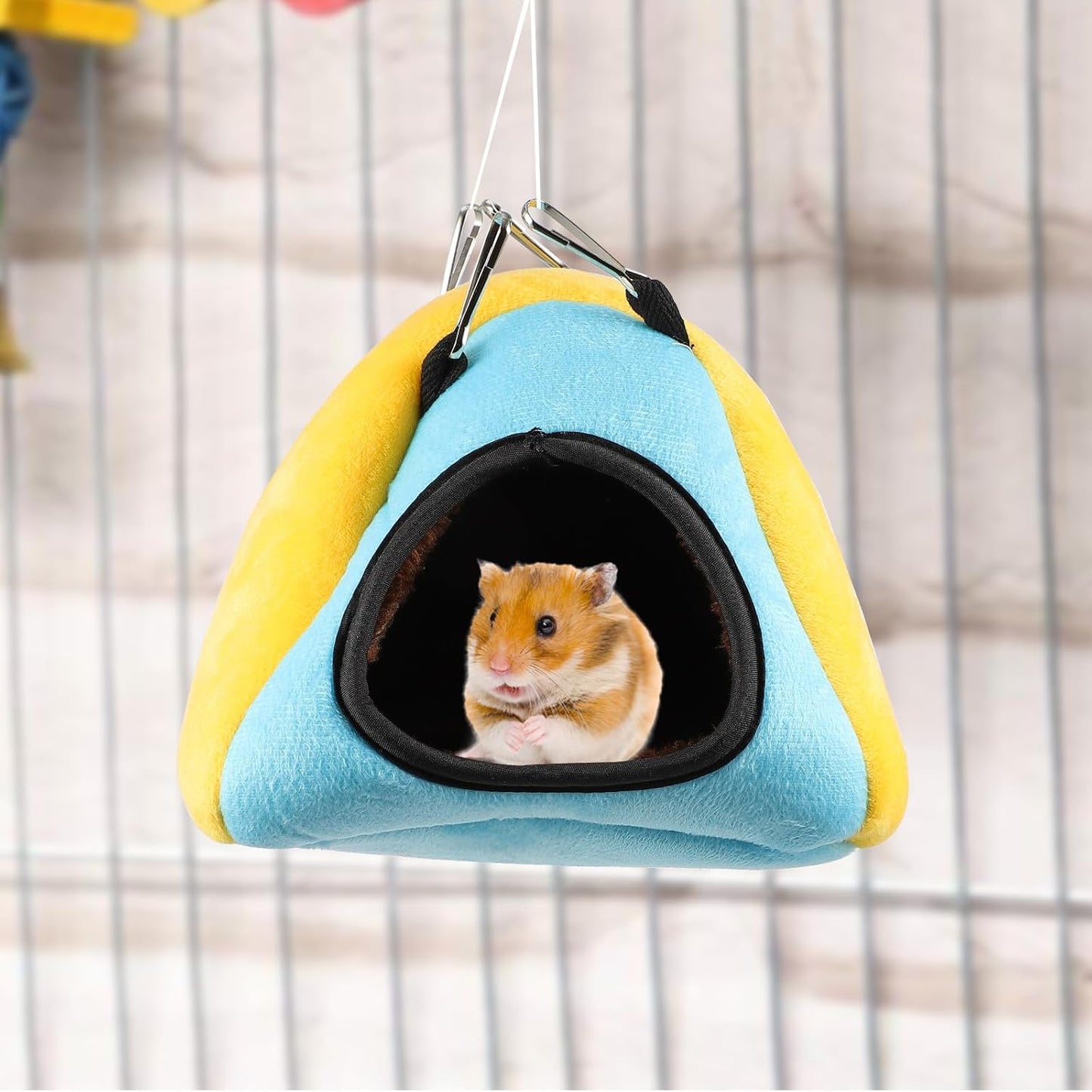 Hamster Warm Nest Bed Fleece Lining, Small Animal Sleeping Cave for Guinea Pig, Squirrel, Chinchilla, Yellow Comfortable Pet Rest House for Winter