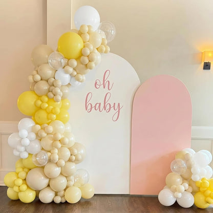 Yellow Balloons for Bridal Shower Baby Shower Wedding Decorations | 60Pcs 12Inch Double Stuffed Macaron Pastel Yellow White Clear Balloons， Engagement Annivesary Birthday Party Decorations