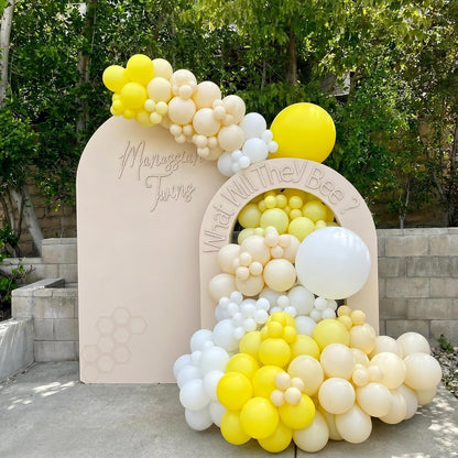 Yellow Balloons for Bridal Shower Baby Shower Wedding Decorations | 60Pcs 12Inch Double Stuffed Macaron Pastel Yellow White Clear Balloons， Engagement Annivesary Birthday Party Decorations