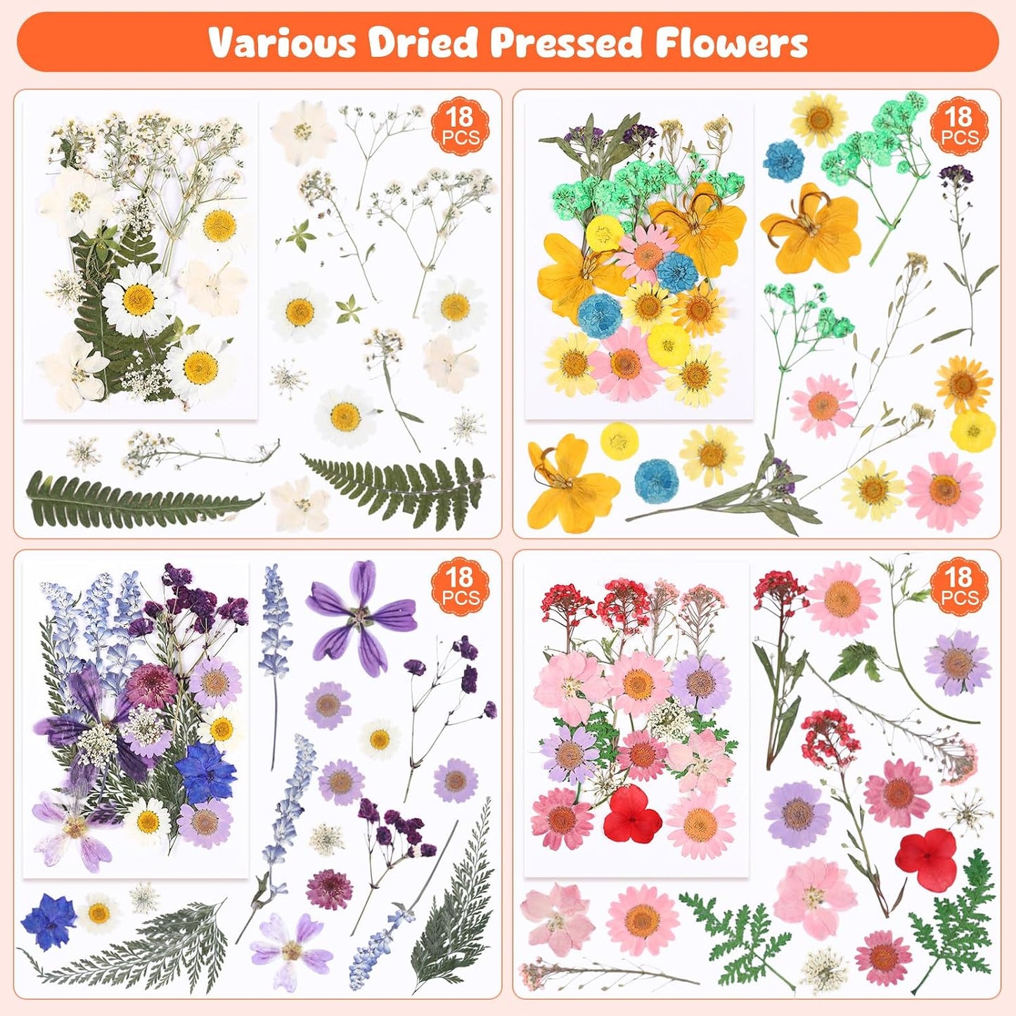 650pcs Dried Pressed Flowers for Resin Craft Dried Pressed Flowers with Butterfly Stickers and Tweezers for DIY Making Nail Soap Jewelry Candles Floral Decors