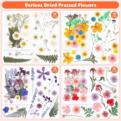 650pcs Dried Pressed Flowers for Resin Craft Dried Pressed Flowers with Butterfly Stickers and Tweezers for DIY Making Nail Soap Jewelry Candles Floral Decors