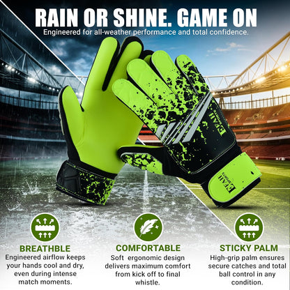 Soccer Goalie Goalkeeper Gloves for Kids Boys Children Youth | Strong Grip Latex Palm