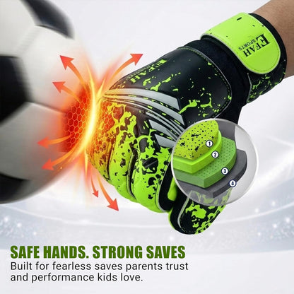 Soccer Goalie Goalkeeper Gloves for Kids Boys Children Youth | Strong Grip Latex Palm