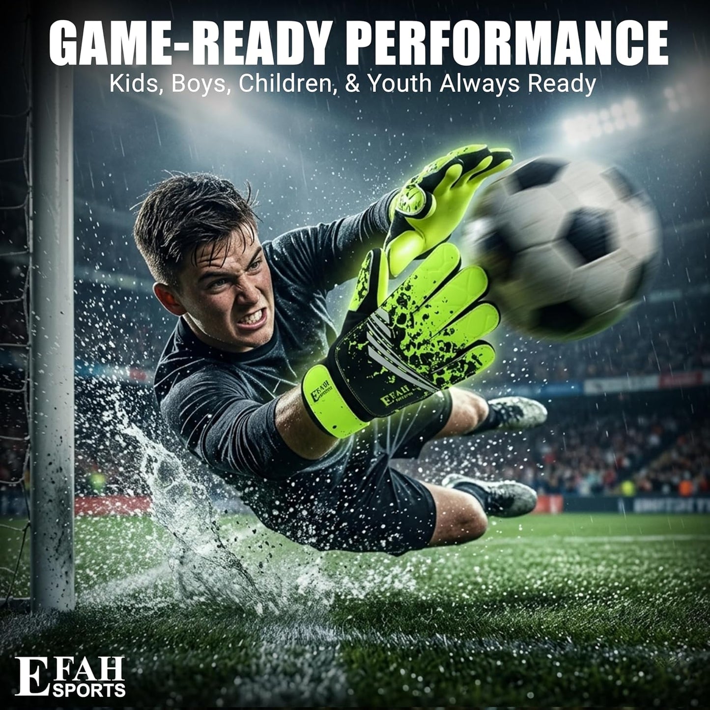 Soccer Goalie Goalkeeper Gloves for Kids Boys Children Youth | Strong Grip Latex Palm