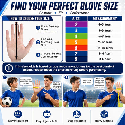 Soccer Goalie Goalkeeper Gloves for Kids Boys Children Youth | Strong Grip Latex Palm