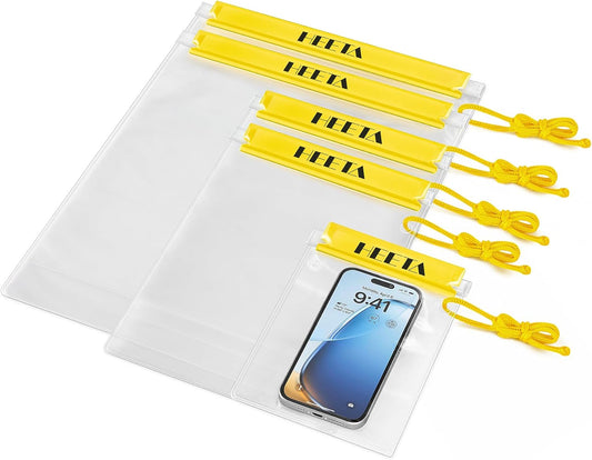 5-Pack Clear Waterproof Dry Bag Pouch Document Holder for Phone Maps | Water Tight Case for Camera Document, Screen Touchable for Boating Kayaking Paddle Board Swimming Beach Waterpark Fishing