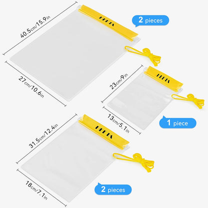 5-Pack Clear Waterproof Dry Bag Pouch Document Holder for Phone Maps | Water Tight Case for Camera Document, Screen Touchable for Boating Kayaking Paddle Board Swimming Beach Waterpark Fishing