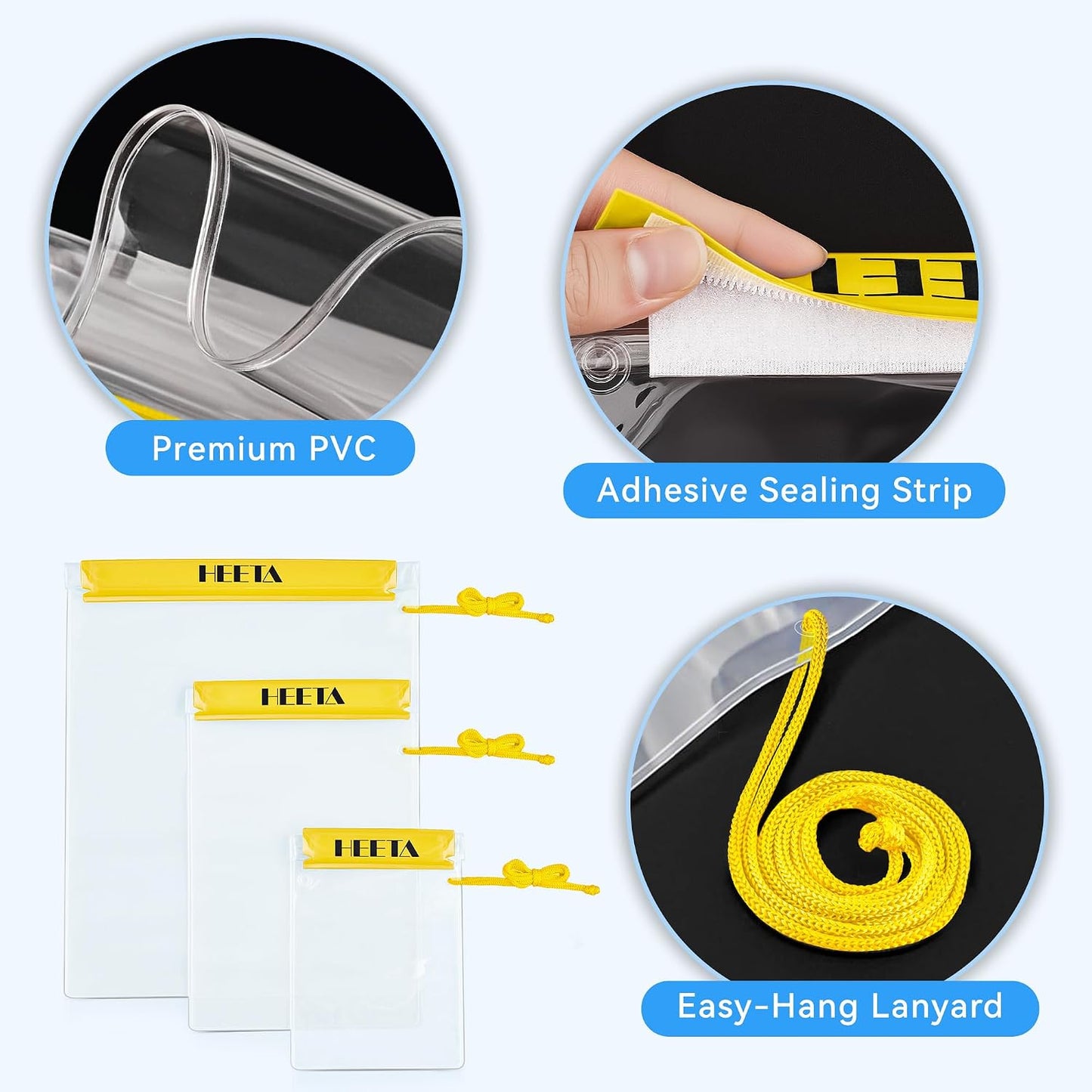5-Pack Clear Waterproof Dry Bag Pouch Document Holder for Phone Maps | Water Tight Case for Camera Document, Screen Touchable for Boating Kayaking Paddle Board Swimming Beach Waterpark Fishing