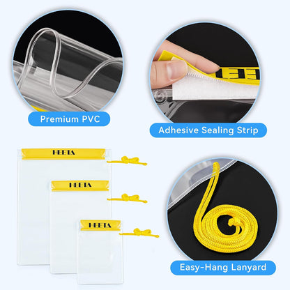 5-Pack Clear Waterproof Dry Bag Pouch Document Holder for Phone Maps | Water Tight Case for Camera Document, Screen Touchable for Boating Kayaking Paddle Board Swimming Beach Waterpark Fishing