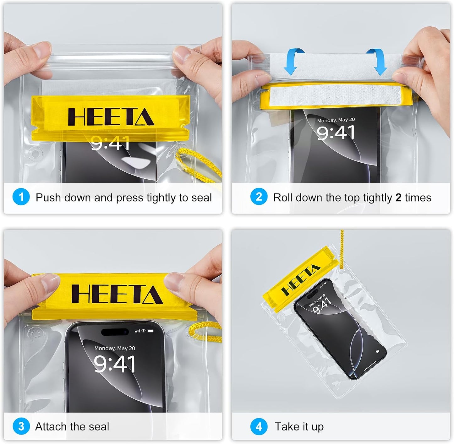 5-Pack Clear Waterproof Dry Bag Pouch Document Holder for Phone Maps | Water Tight Case for Camera Document, Screen Touchable for Boating Kayaking Paddle Board Swimming Beach Waterpark Fishing