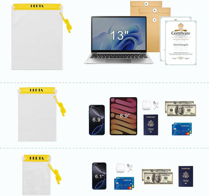 5-Pack Clear Waterproof Dry Bag Pouch Document Holder for Phone Maps | Water Tight Case for Camera Document, Screen Touchable for Boating Kayaking Paddle Board Swimming Beach Waterpark Fishing