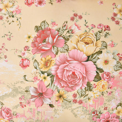 Vintage Floral Comforter Set Queen Garden Yellow Flower Duvet Cover Full 90"x 90" Duvet Cover and 2 Pillow Shams Microfiber Soft Lightweight 3 Pieces Farmhouse Bedding Set