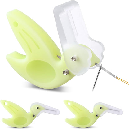 3 Pack Hummingbird Needle Threader for Hand Sewing | with Thread Cutter, Guides the Thread Through Needle Eye Quickly, Easy to Hold, with Hinged Protective Cap for Safe Storage