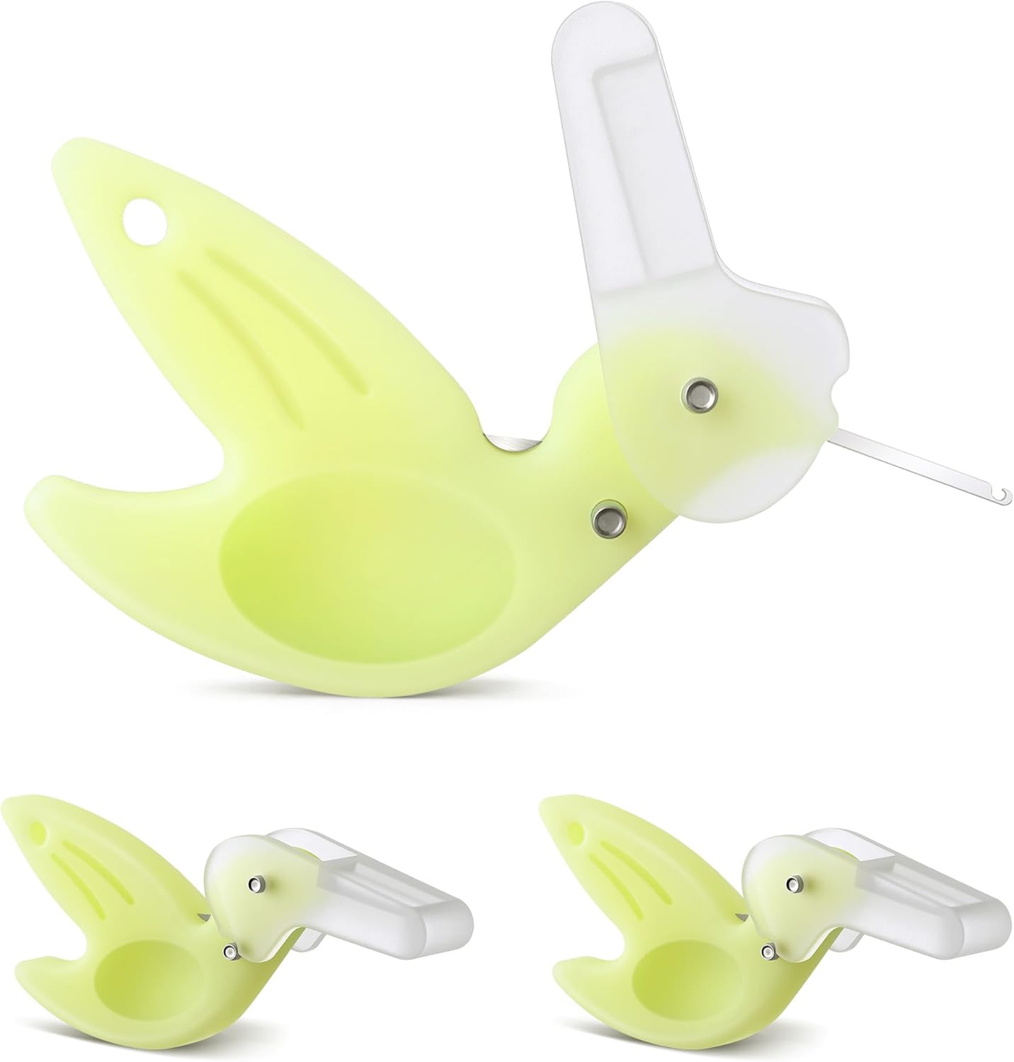 3 Pack Hummingbird Needle Threader for Hand Sewing | with Thread Cutter, Guides the Thread Through Needle Eye Quickly, Easy to Hold, with Hinged Protective Cap for Safe Storage
