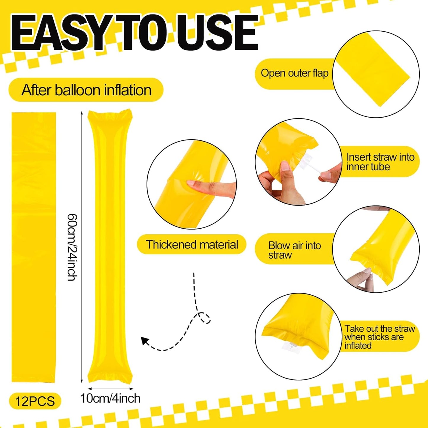 360 Pcs Yellow Team Spirit Accessories Bulk Field Day Accessories Pep Rally Color War Camp Spirit Events Party Items Cheerleading Pom Poms Clappers Thunder Stick Whistle Megaphone