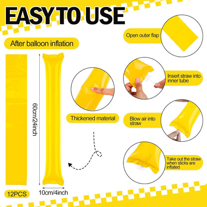 360 Pcs Yellow Team Spirit Accessories Bulk Field Day Accessories Pep Rally Color War Camp Spirit Events Party Items Cheerleading Pom Poms Clappers Thunder Stick Whistle Megaphone