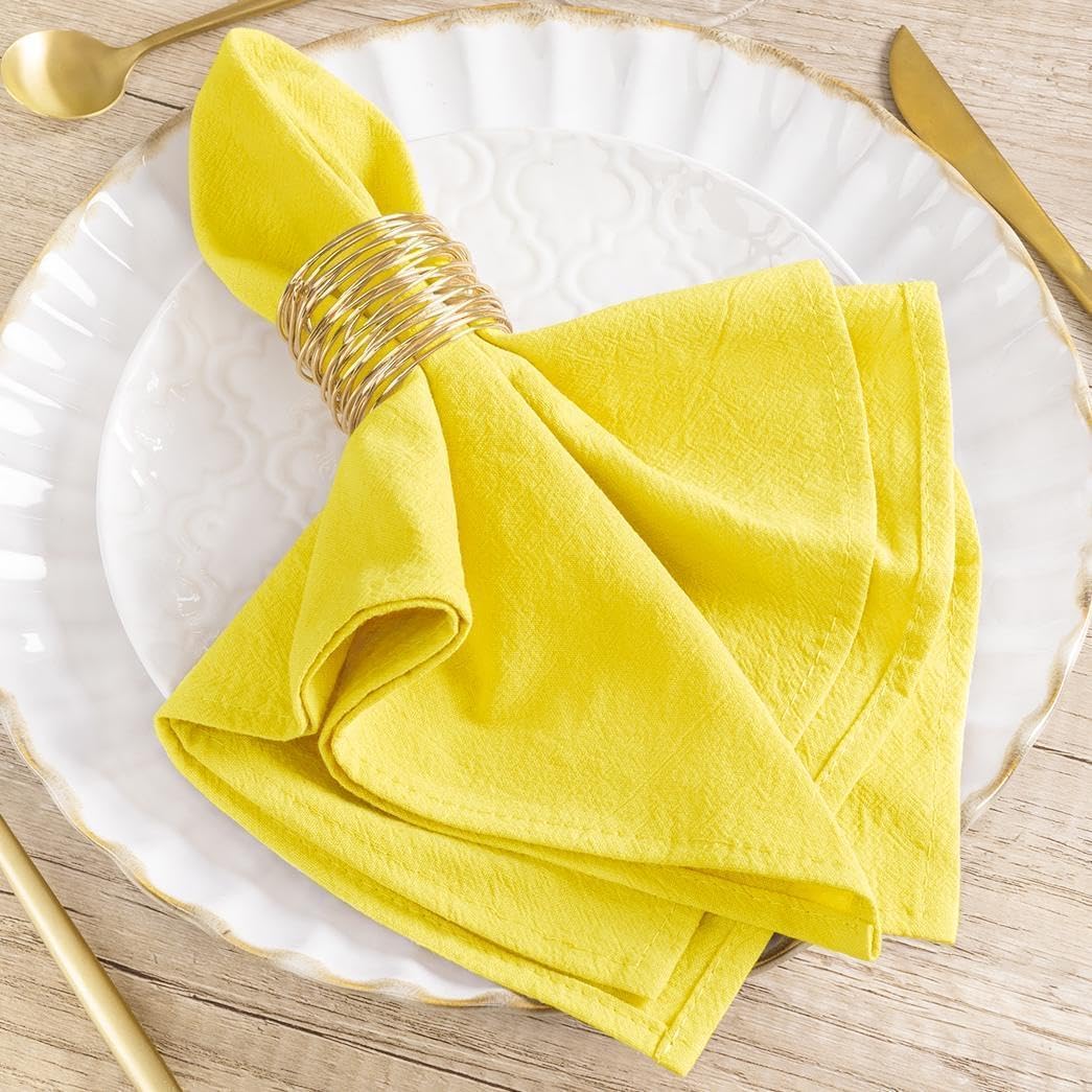 Yellow Cloth Napkins Set of 6 Napkins Cloth Bulk Washable Cotton Dinner Napkins 16"×16" for Wedding Party Baby Bridal Shower Birthday Table Decor