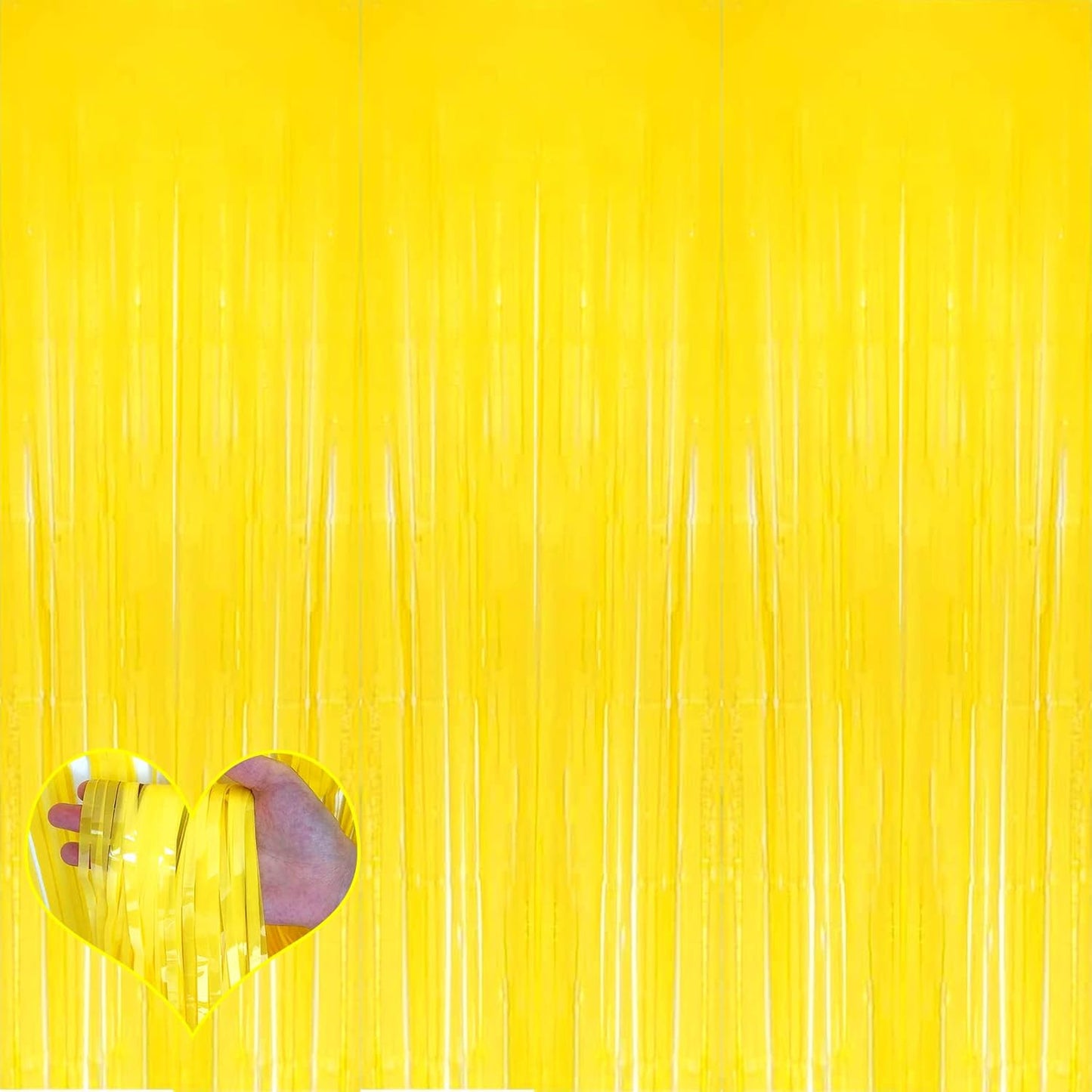4 Pack New Yellow Fringe Curtain Backdrop, 3.2Ft x 9.8Ft Metallic Tinsel Foil Fringe Streamers Curtains Background for Photo Booth Birthday Wedding Baby Shower Party Thanksgiving Christmas Decorations