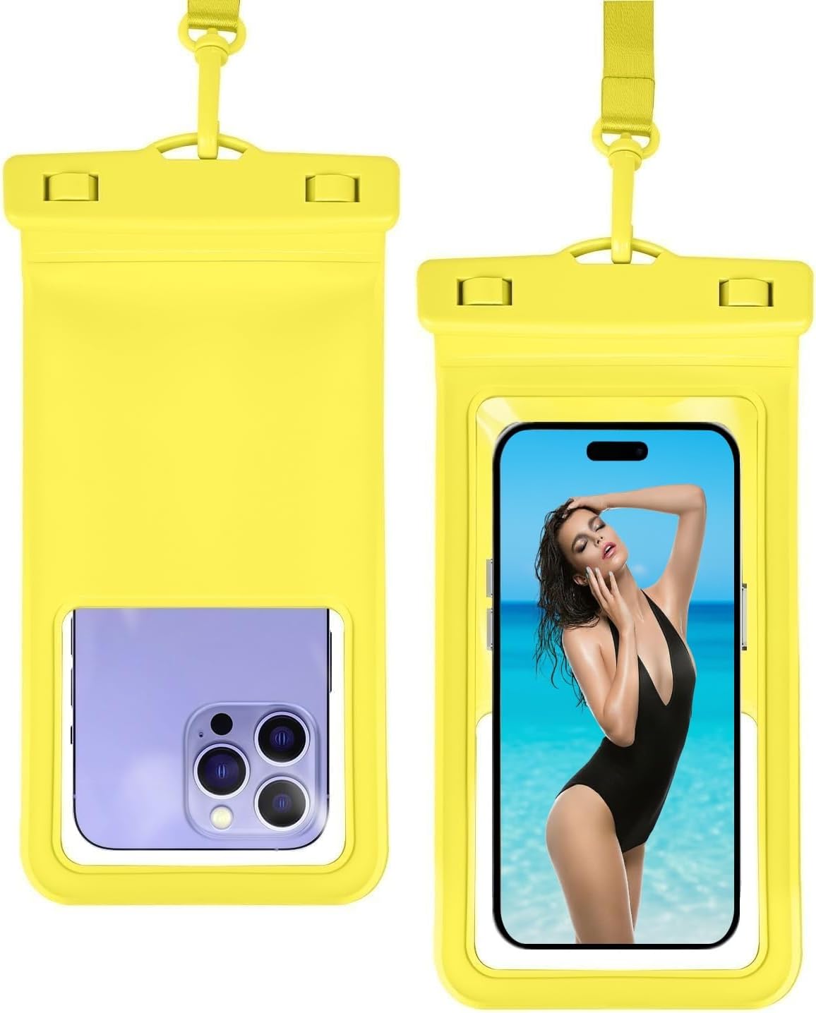Waterproof Phone Pouch, with Inside Card Holder, Large Waterproof Case Compatible with iPhone 17 16 15 14 13 Pro Max, Beach Cruise Essentials, 1 Pack, Yellow