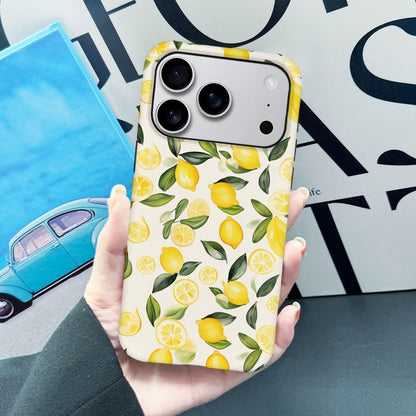 Case Compatible with iPhone 17 Pro,Hybrid 2-Layer Hard Shell,Shockproof Soft for Girl Women,Watercolor Lemons Leaves Pattern