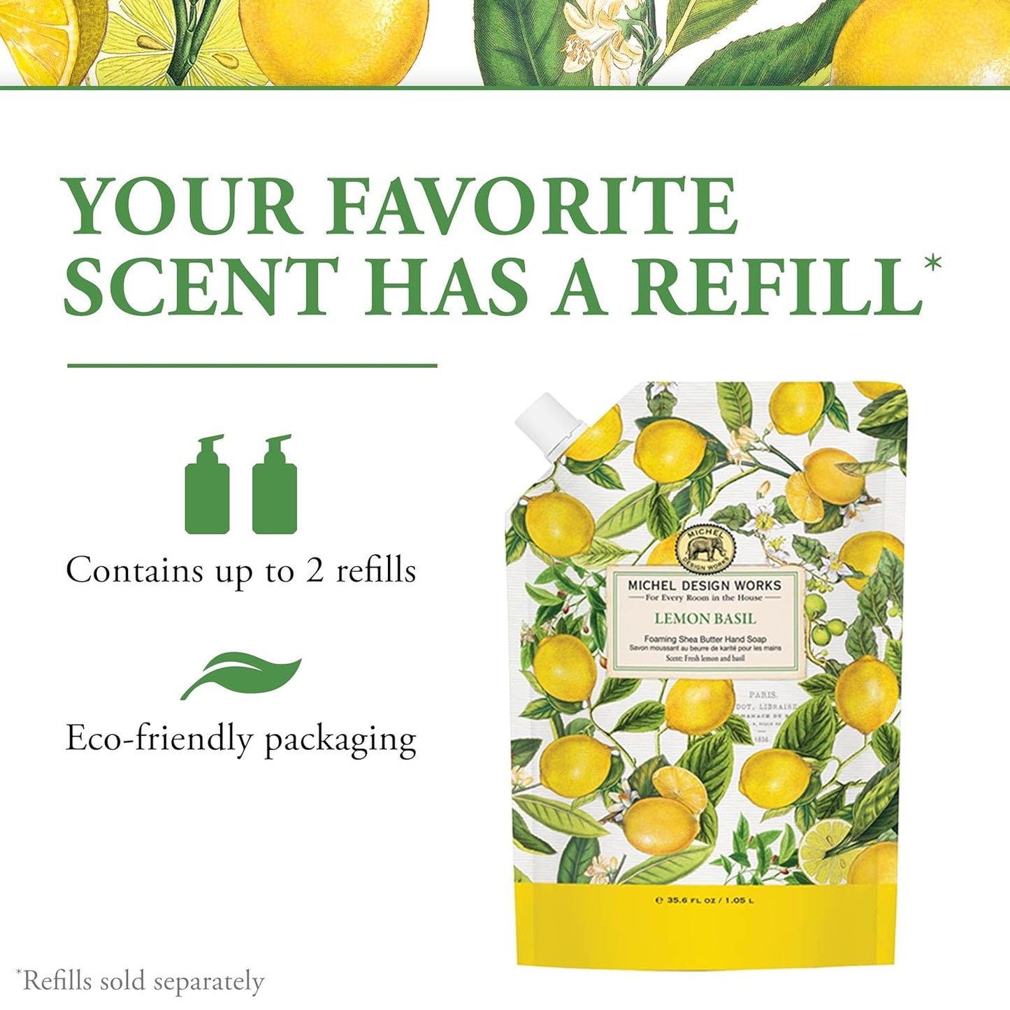 Foaming Hand Soap, Lemon Basil, 1-Pack, 17.8 Fl oz Each
