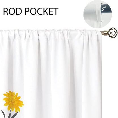 Yellow & Gray Flower Small Kitchen Curtains Floral Window Treatment Wildflower Rod Pocket Cafe Short Window Curtains for Bathroom Dining Laundry Room Plant Tier Treatment Drapes 27.5x39 inch