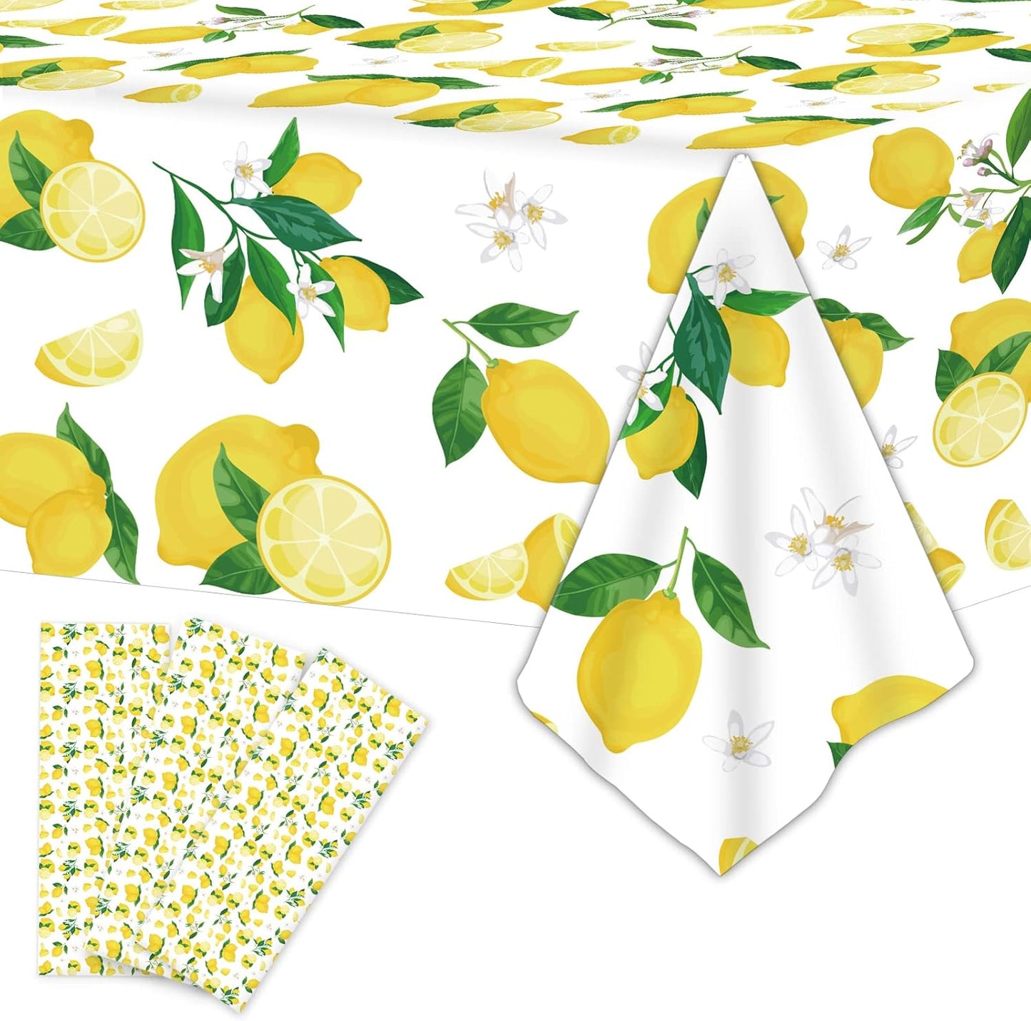 3 Pcs Lemon Tablecloth Party Yellow Lemonade Supplies Lemons Summer Party Tablecover for Lemon Theme Birthday Party Wedding Bridal Shower Supplies Lemon Table Cover Table Decorations