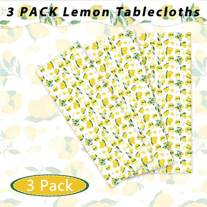 3 Pcs Lemon Tablecloth Party Yellow Lemonade Supplies Lemons Summer Party Tablecover for Lemon Theme Birthday Party Wedding Bridal Shower Supplies Lemon Table Cover Table Decorations