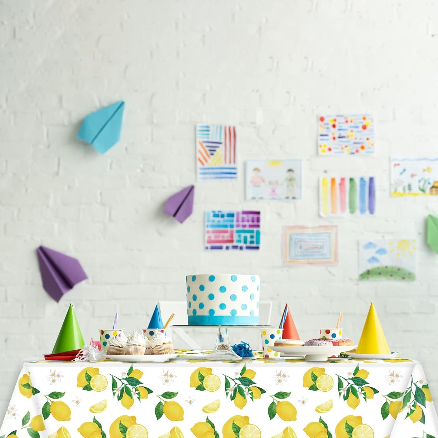 3 Pcs Lemon Tablecloth Party Yellow Lemonade Supplies Lemons Summer Party Tablecover for Lemon Theme Birthday Party Wedding Bridal Shower Supplies Lemon Table Cover Table Decorations